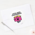 Chatting With Little Miss Chatterbox Classic Round Sticker