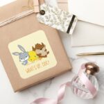Chibi BUGS BUNNY™ TWEETY™ TAZ™ Square Sticker
