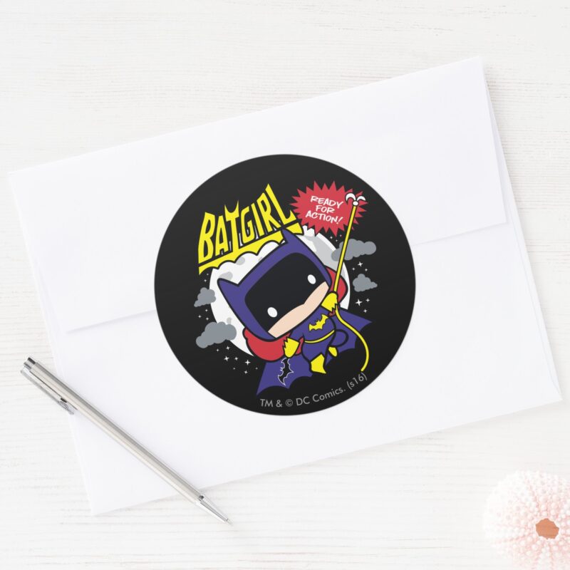 Chibi Batgirl Ready For Action Classic Round Sticker Chibi Batgirl Ready For Action Classic Round Sticker