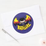 Chibi Batgirl With Gotham Skyline Logo Classic Round Sticker