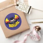 Chibi Batgirl With Gotham Skyline Logo Classic Round Sticker