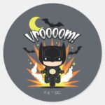 Chibi Batman Batcycle Classic Round Sticker