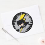 Chibi Batman Lightning Kick Classic Round Sticker