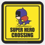 Chibi Batwoman Super Hero Crossing Sign Square Sticker