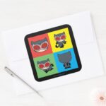 Chibi Catwoman Character Poses Square Sticker