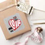 Chibi Catwoman Pounce On Batman Square Sticker