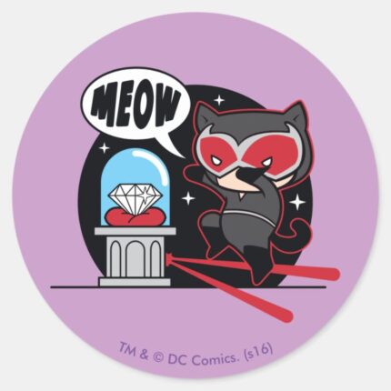 Chibi Catwoman Stealing A Diamond Classic Round Sticker