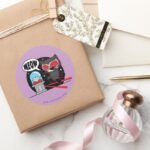 Chibi Catwoman Stealing A Diamond Classic Round Sticker