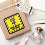 Chibi Catwoman Super Villain Crossing Sign Square Sticker