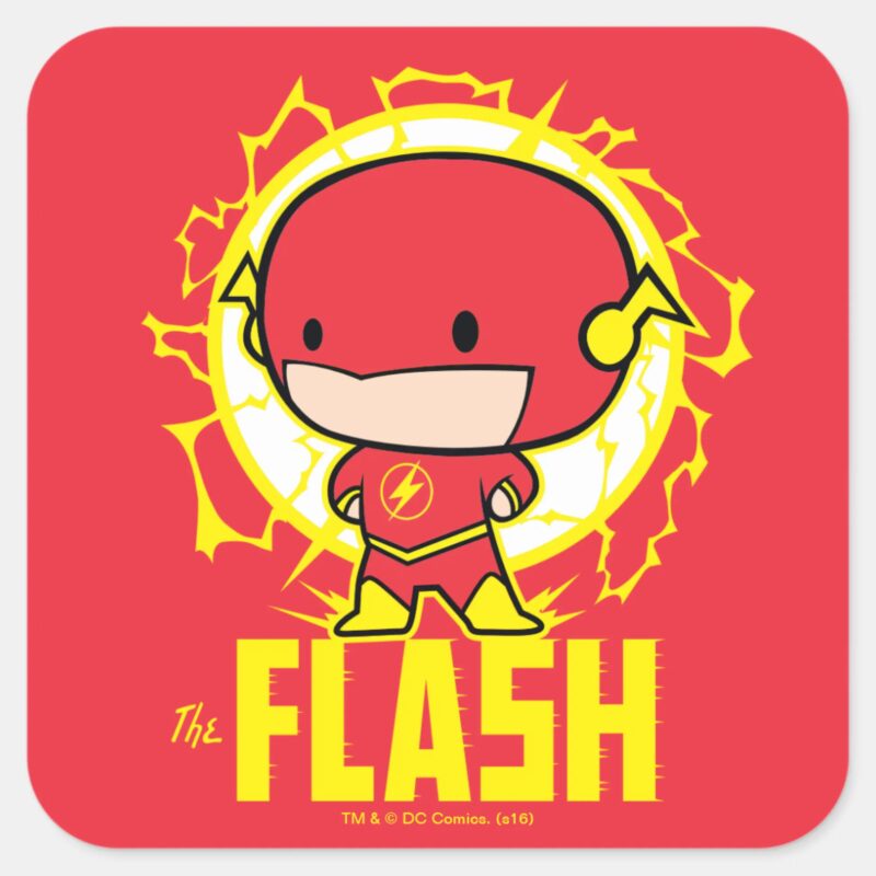Chibi Flash With Electricity Square Sticker Chibi Flash With Electricity Square Sticker