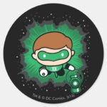 Chibi Green Lantern Flying Through Space Classic Round Sticker