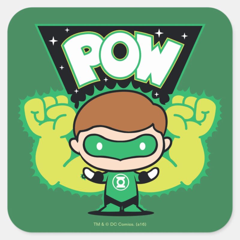 Chibi Green Lantern Forming Giant Fists Square Sticker Chibi Green Lantern Forming Giant Fists Square Sticker