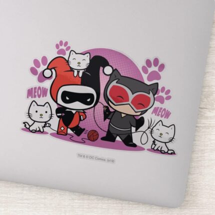 Chibi Harley Quinn Chibi Catwoman With Cats Sticker