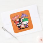 Chibi Harley Quinn Chibi Joker Hearts Square Sticker