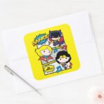 Chibi Heroes Dancing Square Sticker