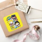 Chibi Heroes Dancing Square Sticker