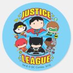 Chibi Justice League Group Classic Round Sticker