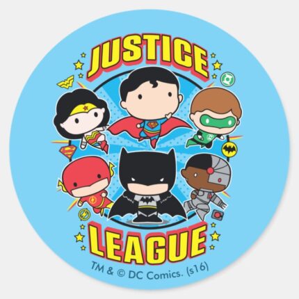 Chibi Justice League Group Classic Round Sticker