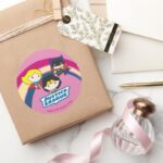 Chibi Justice League Rainbow Classic Round Sticker