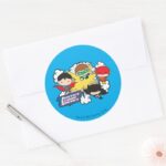 Chibi Justice League Of America Explosion Classic Round Sticker