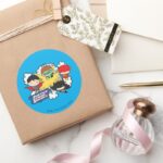 Chibi Justice League Of America Explosion Classic Round Sticker