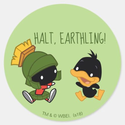 Chibi MARVIN THE MARTIAN™ DAFFY DUCK™ Classic Round Sticker