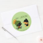 Chibi MARVIN THE MARTIAN™ DAFFY DUCK™ Classic Round Sticker