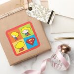 Chibi Supergirl Character Turnaround Square Sticker