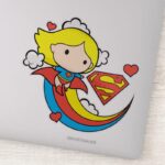 Chibi Supergirl Flying Rainbow Sticker