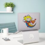 Chibi Supergirl Flying Rainbow Sticker