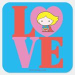 Chibi Supergirl LOVE Square Sticker