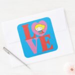 Chibi Supergirl LOVE Square Sticker