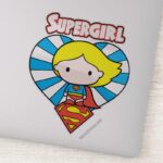 Chibi Supergirl Starburst Heart And Logo Sticker