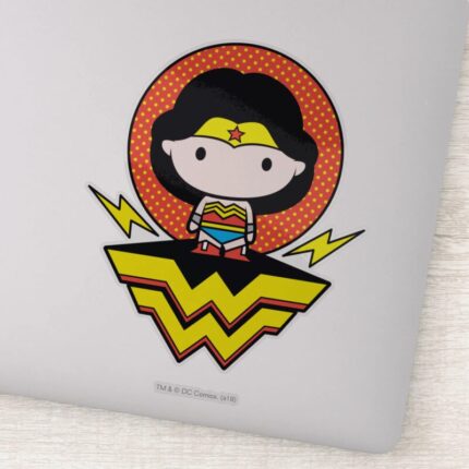 Chibi Wonder Woman With Polka Dots And Logo Sticker