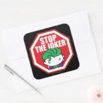 Chibi Stop The Joker Sign Square Sticker