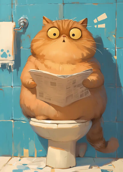 Chubby Cat On Toilet Poster