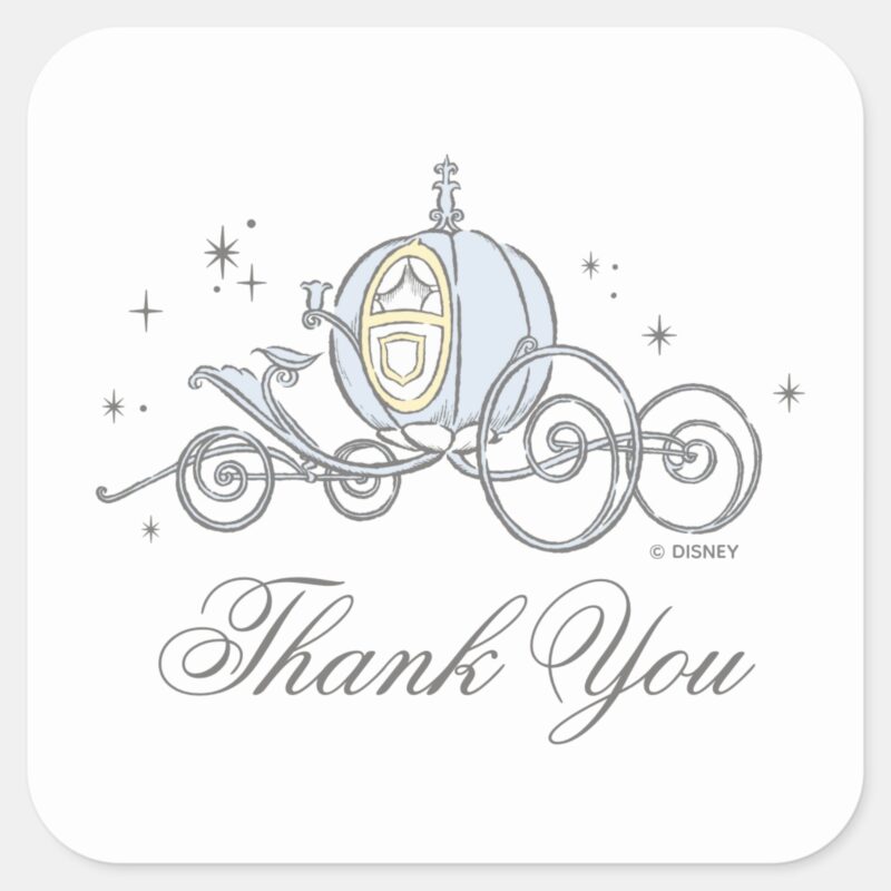 Cinderella Carriage Baby Shower Thank You Square Sticker Cinderella Carriage Baby Shower Thank You Square Sticker