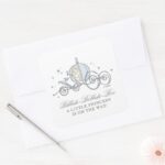 Cinderella Carriage Fairytale Baby Shower Square Sticker