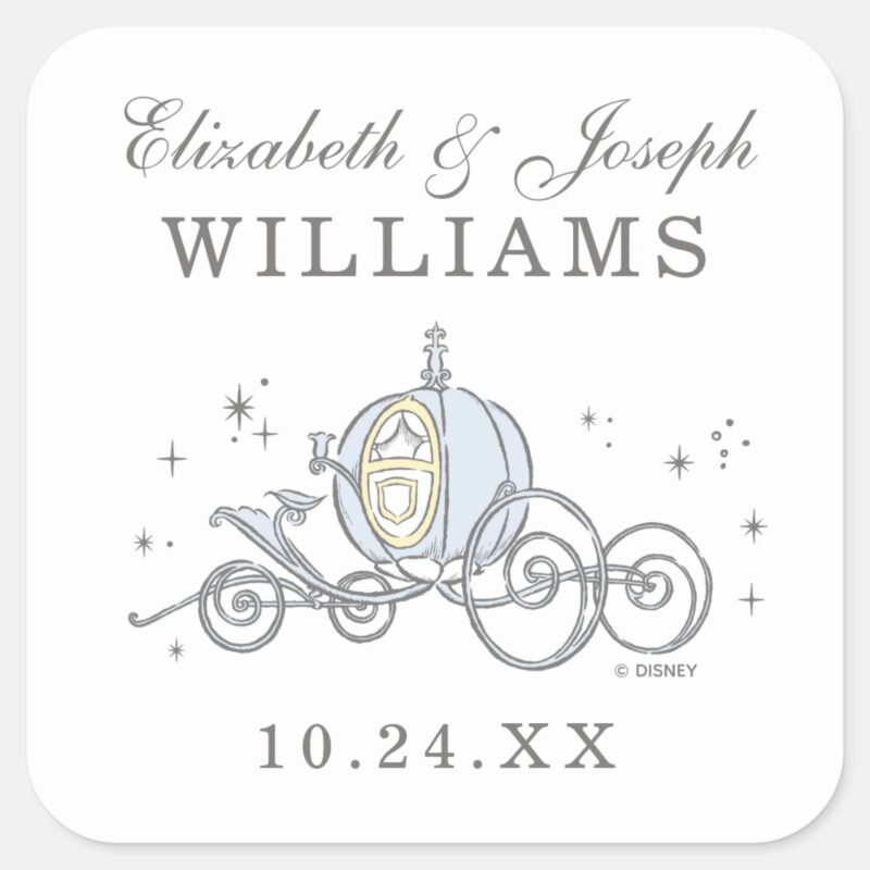 Cinderella Carriage Fairytale Wedding Square Sticker Cinderella Carriage Fairytale Wedding Square Sticker