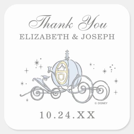 Cinderella Carriage Fairytale Wedding Thank You Square Sticker