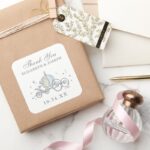 Cinderella Carriage Fairytale Wedding Thank You Square Sticker