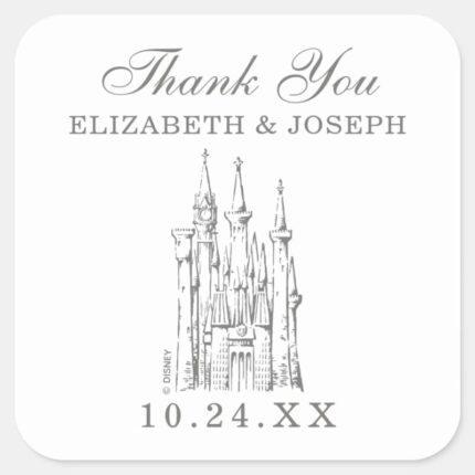 Cinderella Castle Fairytale Wedding Thank You Square Sticker