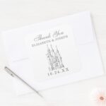 Cinderella Castle Fairytale Wedding Thank You Square Sticker