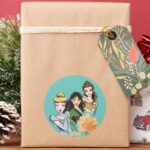 Cinderella Mulan Belle Floral Illustration Classic Round Sticker