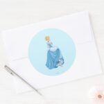 Cinderella Standing Classic Round Sticker