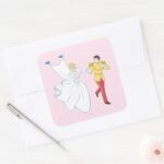 Cinderella Wedding Square Sticker