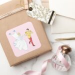 Cinderella Wedding Square Sticker