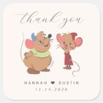 Cinderella Prince Charming Wedding Thank You Square Sticker
