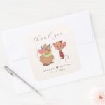 Cinderella Prince Charming Wedding Thank You Square Sticker