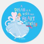 Cinderella A Dream Is A Wish Your Heart Makes Classic Round Sticker